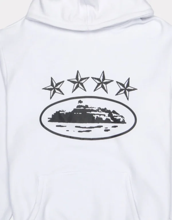 Corteiz 4Starz Alcatraz Hoodie White 2