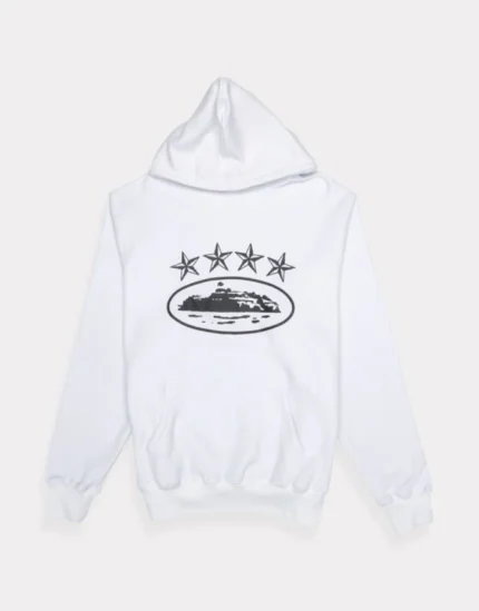 Corteiz 4Starz Alcatraz HoodieWhite