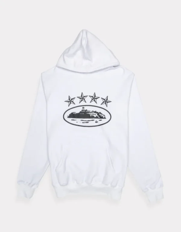 Corteiz 4Starz Alcatraz HoodieWhite