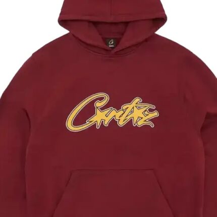 Corteiz Satin Applique Allstarz Hoodie Maroon 2