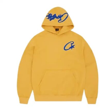 Corteiz Satin C Star Applique Hoodie Mustard