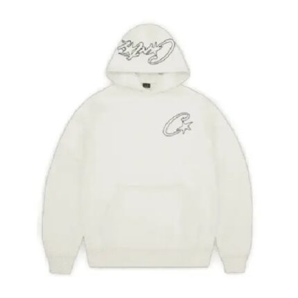 Corteiz Satin C Star Applique Hoodie Off White